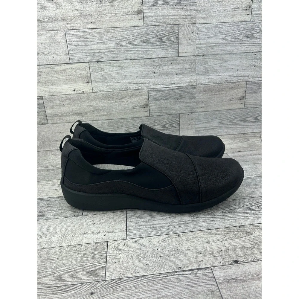 Clarks Cloudsteppers Sillian Paz‎ Black Slip On Loafers Women Size 9.5 M